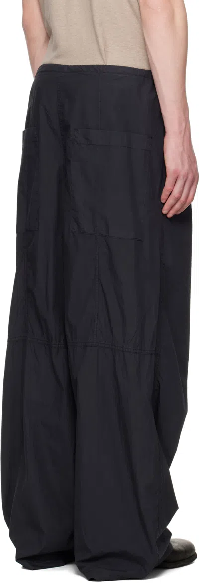 Hope Black Loose Drawstring Collapse Cargo Pants In Black