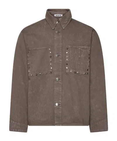 Hope Studded Denim Jacket In Brown