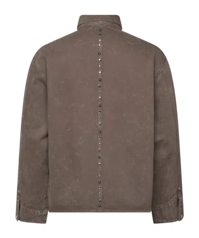 Hope Studded Denim Jacket In Brown