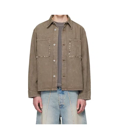 Hope Studded Denim Jacket In Brown