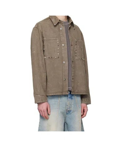 Hope Studded Denim Jacket In Brown