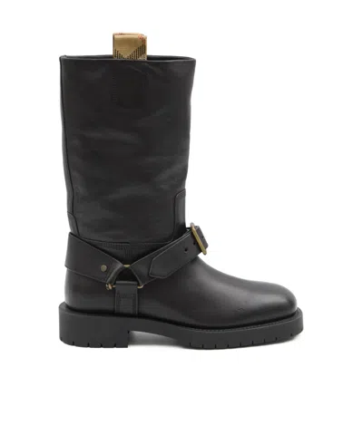 Burberry Saddle Mid-calf Leather Boots