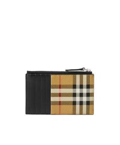 Burberry Check-print All-around Zip Wallet In Brown