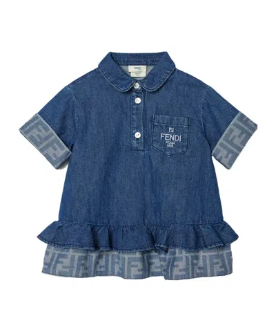 Fendi Lightweight Denim Baby Dress In Blue