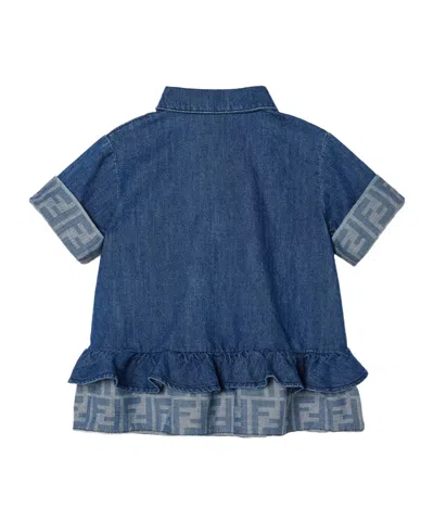 Fendi Lightweight Denim Baby Dress In Blue