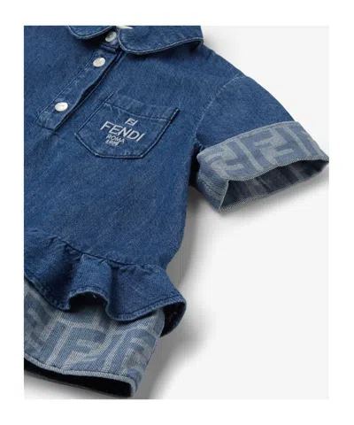 Fendi Lightweight Denim Baby Dress In Blue