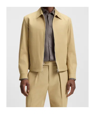 Hugo Boss Beckham X Cotton-blend Jacket With Zipped Closure In Green