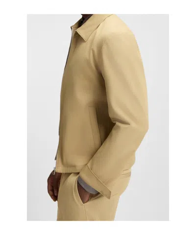 Hugo Boss Beckham X Cotton-blend Jacket With Zipped Closure In Green