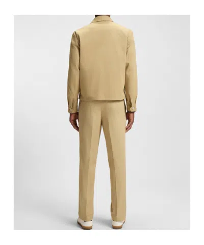 Hugo Boss Beckham X Cotton-blend Jacket With Zipped Closure In Green