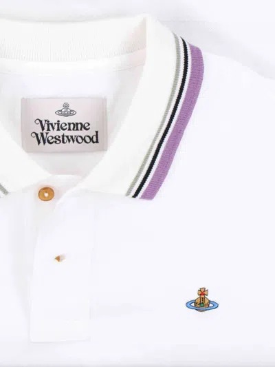Vivienne Westwood Classic Polo With Multicolor Striped Detail In White