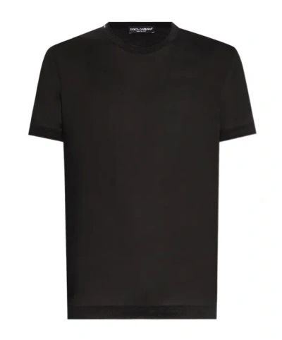 Dolce & Gabbana Short-sleeved Silk T-shirt In Black