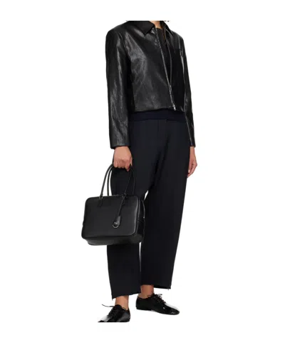 Dunst Black Collared Faux-leather Jacket In Black