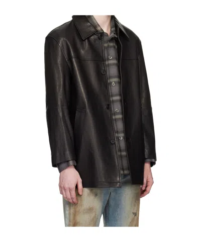 Dunst Black Half Leather Jacket In Black