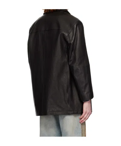 Dunst Black Half Leather Jacket In Black
