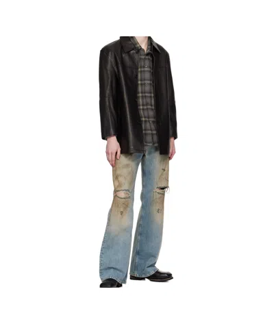 Dunst Black Half Leather Jacket In Black