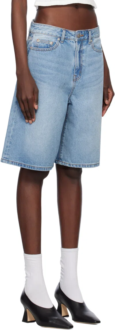 Dunst Relaxed Denim Bermuda Shorts In Blue