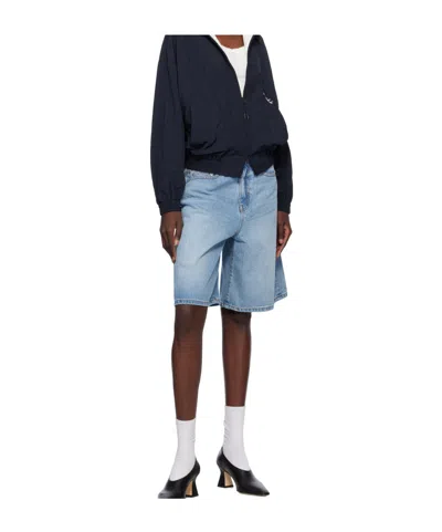 Dunst Relaxed Denim Bermuda Shorts In Blue