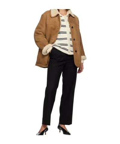 Dunst Tan & Off-white Genuine Shearling Reversible Jacket
