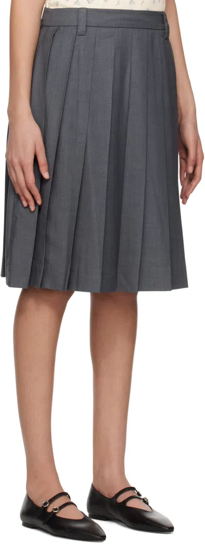 Dunst Gray Pleats Midi Skirt In Gray