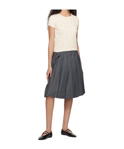 Dunst Gray Pleats Midi Skirt In Gray