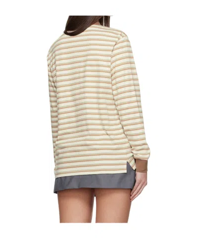 Dunst Beige Multi Stripe Collared Polo In Brown