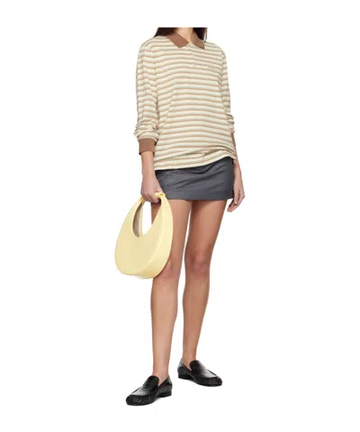 Dunst Beige Multi Stripe Collared Polo In Brown