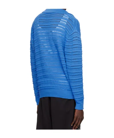 Dunst Blue Open Collared Cardigan In Blue