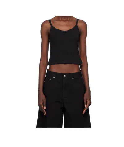 Dunst Black Pointelle Sleeveless Camisole In Black