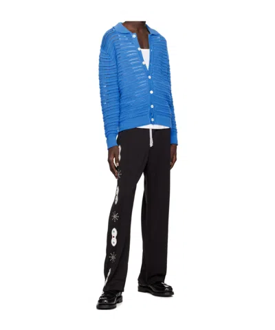 Dunst Blue Open Collared Cardigan In Blue