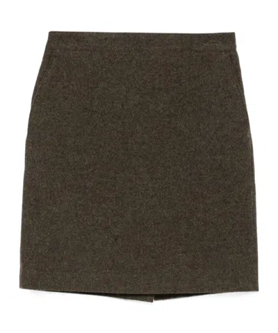 Dunst Brown H-line Midi Skirt