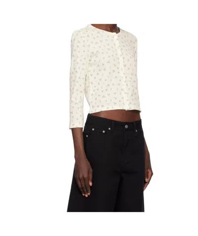 Dunst Pointelle Crewneck Cardigan In Neutral