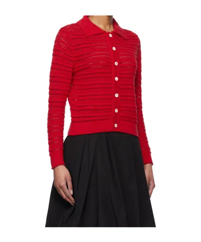 Dunst Red Open Collar Cardigan In Red