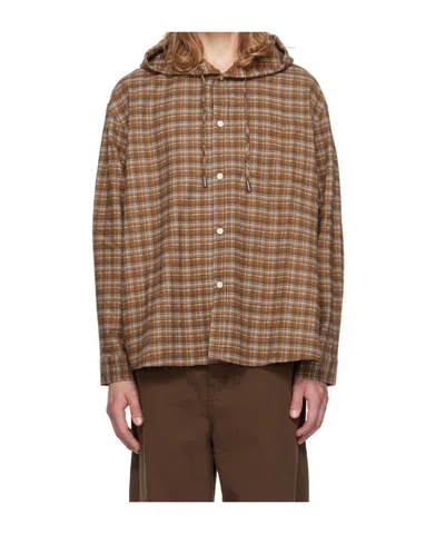 Dunst Beige Hooded Shirt In Brown