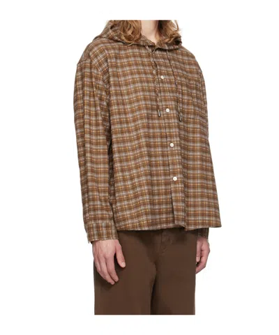 Dunst Beige Hooded Shirt In Brown
