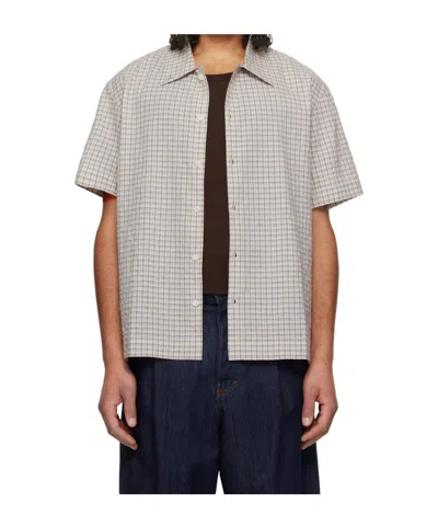 Dunst Beige Collared Checked Shirt In Gray