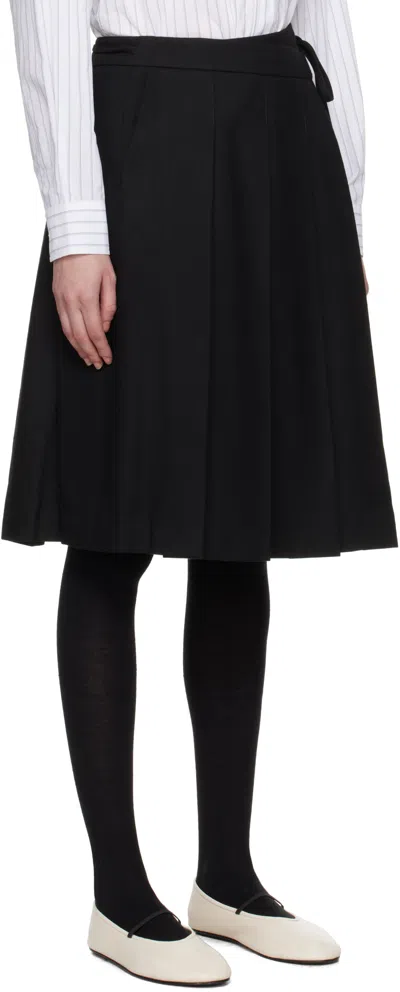 Dunst Black Ribboned Wide Pleats Midi Skirt