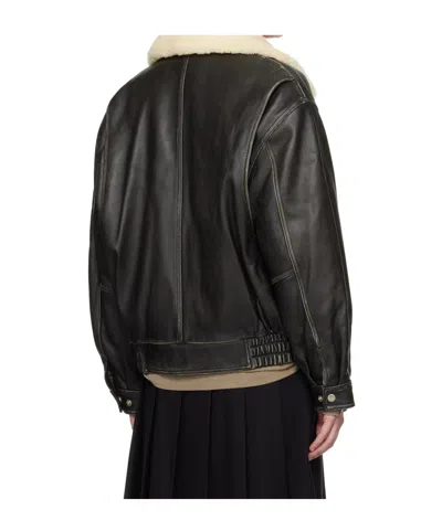 Dunst Leather Bomber Jacket In Black