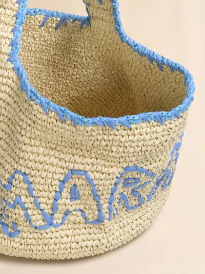 Marni Natural Raffia And Blue Nassa Medium Hobo Bag