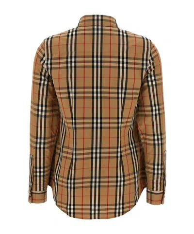 Burberry 'curved Hem Buttoned Cuffs Long Sleeves Shirt' In Brown