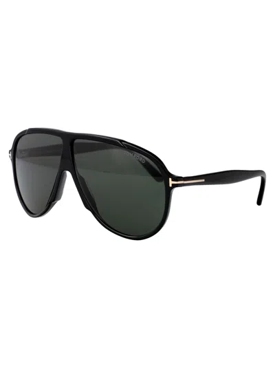 Tom Ford Eyewear Oversized Pilot Frame Sunglasses In Black