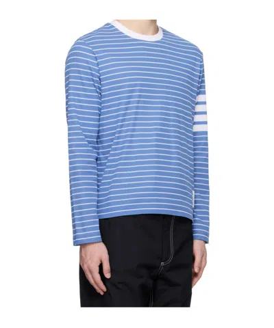 Thom Browne Milano 4-bar Stripe Long Sleeve T-shirt In Blue