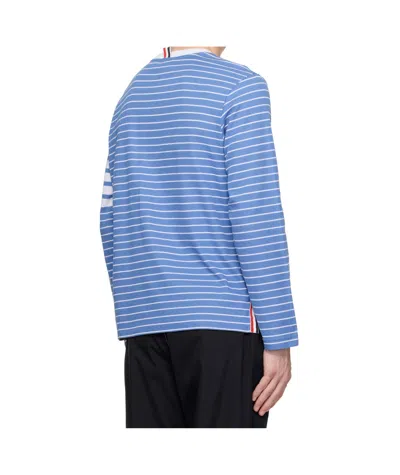 Thom Browne Milano 4-bar Stripe Long Sleeve T-shirt In Blue