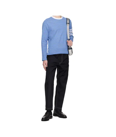 Thom Browne Milano 4-bar Stripe Long Sleeve T-shirt In Blue