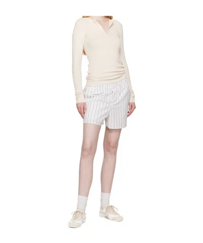 Ami Alexandre Mattiussi Ami Paris White Shorts With Black And Light Blue Stripes In White