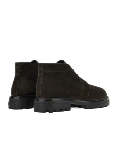 Hogan Brown Suede Ankle Boots In Black
