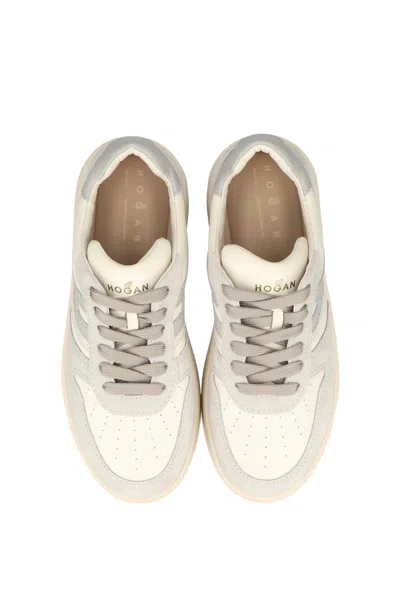 Hogan Sneakers With Perforated Toe Box And Contrasting Accents In White