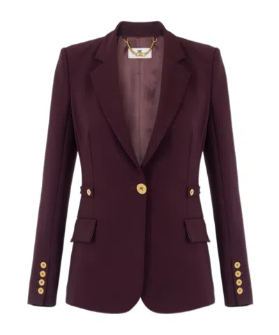 Elisabetta Franchi Padded-shoulders Blazer In Burgundy
