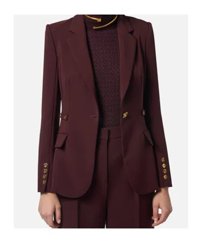 Elisabetta Franchi Padded-shoulders Blazer In Burgundy