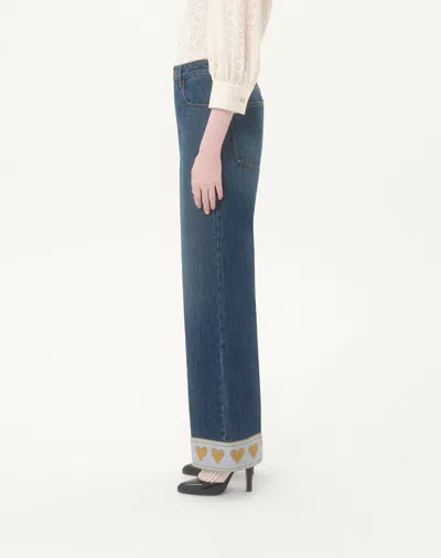 Valentino Denim Trousers Woman Dark Denim 29 In Blue