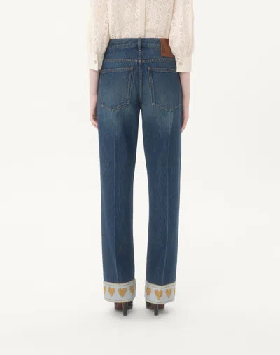Valentino Denim Trousers Woman Dark Denim 29 In Blue